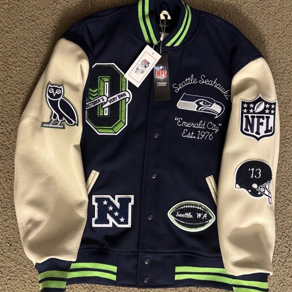 OVO x NFL Seattle Seahawks Varsity Jacket Size M & XXXL